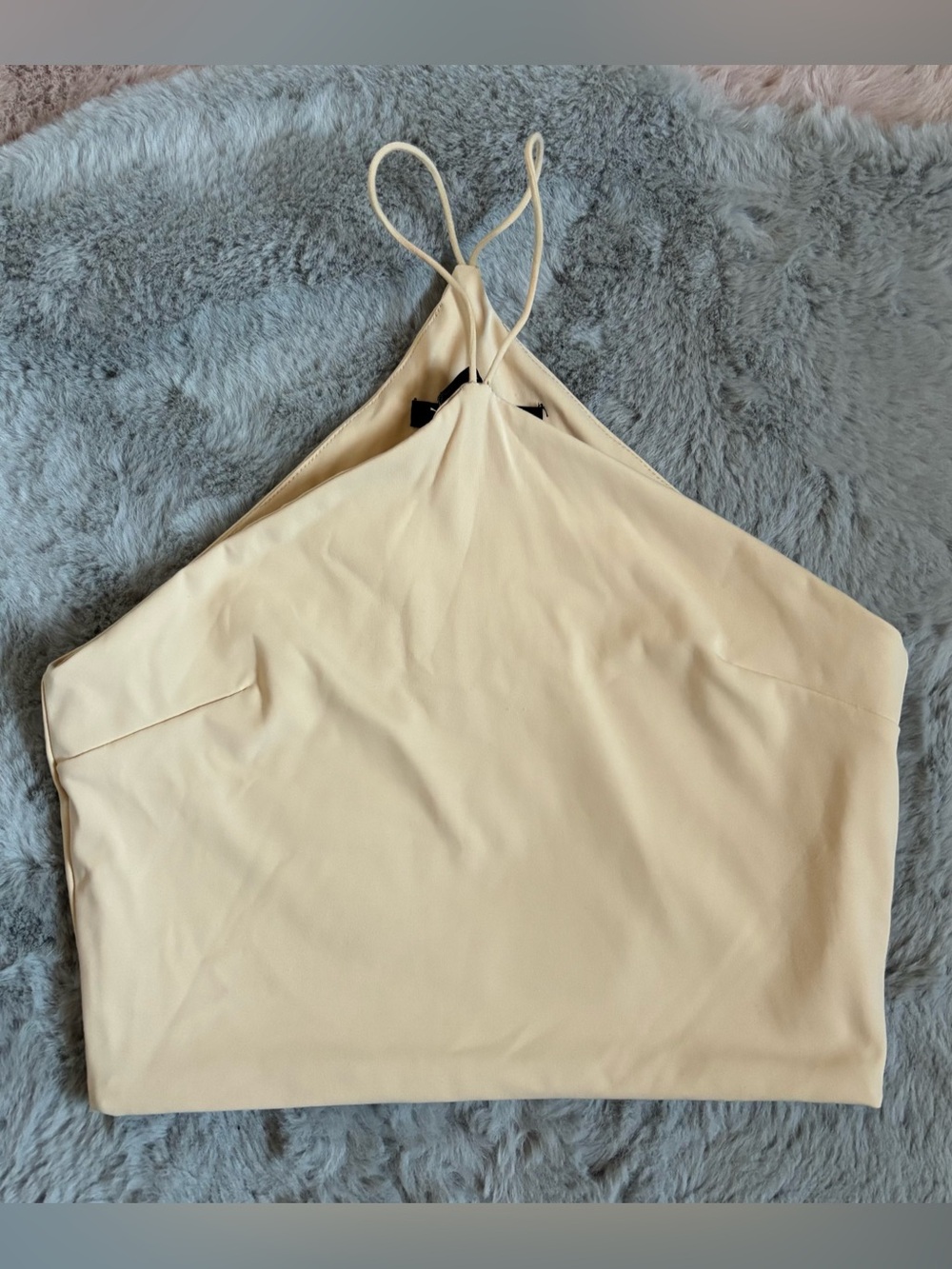 F21 beige halter crop top
